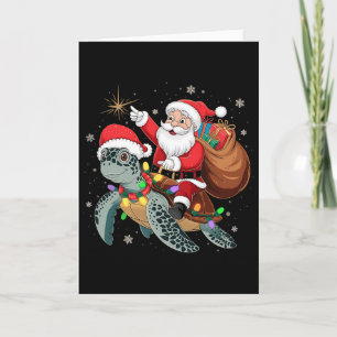 Grappige Schildpad Kerstman Kerst Santa Ridder Zee Kaart