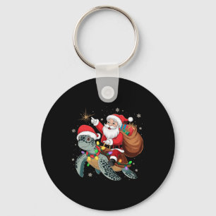 Grappige Schildpad Kerstman Kerst Santa Ridder Zee Sleutelhanger
