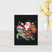 Grappige Schildpad Kerstman Rijden Zee Schildpad X Kaart (Gele Bloem)