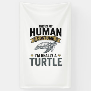 Grappige Schildpad Kostuum Vintage Gravure Ontwerp Spandoek