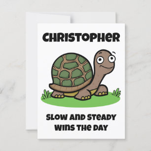 Grappige Schildpad Langzaam En Gestaag Aangepaste Briefkaart