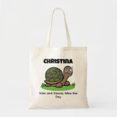 Grappige schildpad langzaam en stabiel aangepaste  tote bag (Voorkant)