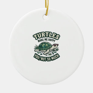 Grappige Schildpad Maakt Me Gelukkig Vintage  Keramisch Ornament