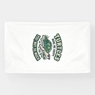 Grappige Schildpad Maakt Me Gelukkig Vintage  Spandoek