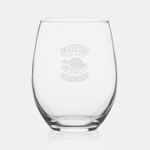Grappige Schildpad Maakt Me Gelukkig Vintage Wijnglas Zonder Voet