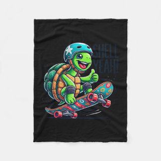 Grappige Schildpad Op Skateboard Met Schelp Ja Ska Fleece Deken