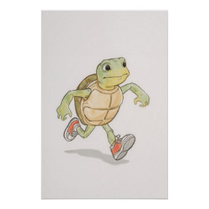 Grappige Schildpad Poster   Cartoon Wandkunst Perfect Poster