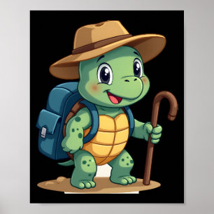 Grappige Schildpad Wandelende Grafische Camping Li Poster