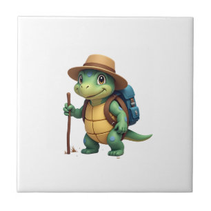 Grappige Schildpad Wandelende Grafische Camping Li Tegeltje