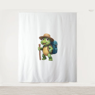 Grappige Schildpad Wandelende Grafische Camping Li Wandkleed