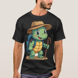 Grappige Schildpad Wandelende Grafische Kampeerlie T-shirt