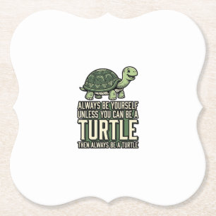 Grappige Schildpad Wees Jezelf Vintage Shirt Ontwe Kartonnen Onderzetters