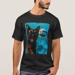 Grappige schildpadkat selfie met haaien oceaan Lo T-shirt
