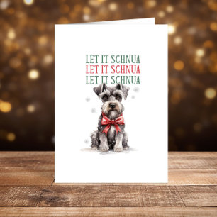 Grappige Schnauzer Hond Kerst Gelukkige Feestdagen Kaart