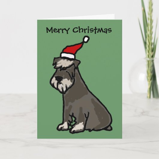 Grappige Schnauzer in het kerst Pet Feestdagen Kaart (Voorkant)