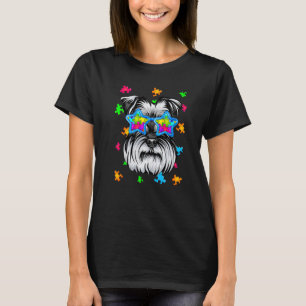 Grappige Schnauzer Puzzel Autisme Bewustzijn Hond T-shirt