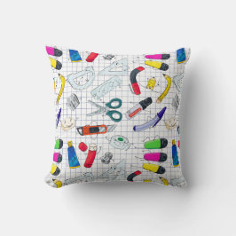 Grappige school benodigdheden personages kussen