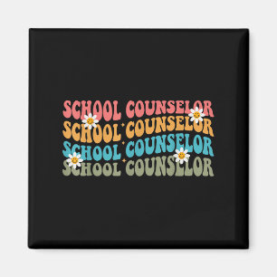 Grappige School Counselor Groovy Retro Counselor O Magneet