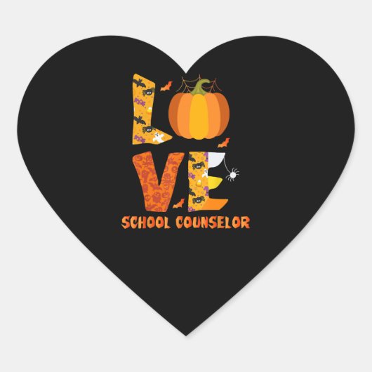 Grappige School Counselor Love Halloween Hart Sticker (Voorkant)