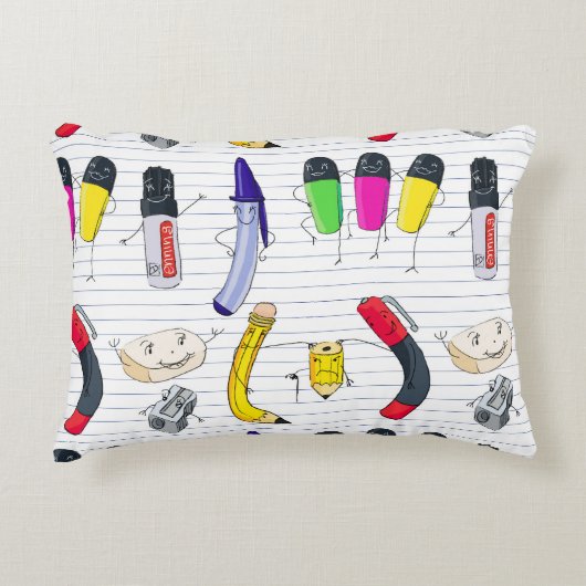 Grappige school levert personages. accent kussen (Voorkant)