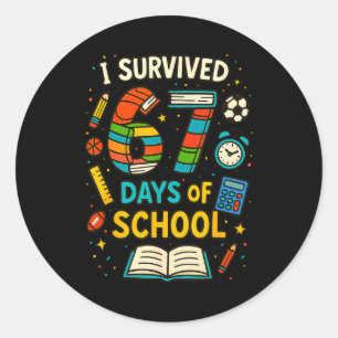 Grappige School Zes Zeven Meme Leerling Leraar Gra Ronde Sticker