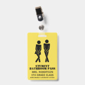Grappige schoolbadkamer hal pas badge (Voorzijde met clip)