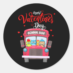 Grappige schoolbus chauffeur uilen Valentijnsdag Ronde Sticker
