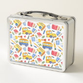 Grappige schoolbus Ga terug naar school naampatroo (Achterkant)