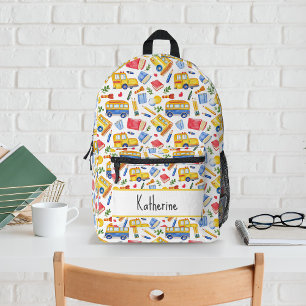 Grappige schoolbus Ga terug naar school naampatroo Bedrukte Rugzak
