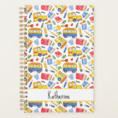 Grappige schoolbus Ga terug naar school naampatroo Planner (Voorkant)