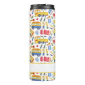 Grappige schoolbus Ga terug naar school naampatroo Thermosbeker (Achterkant)