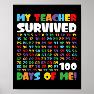 Grappige schooljongens meisjes Kinder 100 dagen va Poster