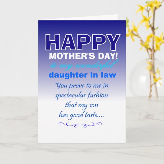 grappige schoondochter moederdag  kaart (Gele Bloem)