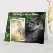 Grappige schoonheid en beest gorilla kaart (Gele Bloem)