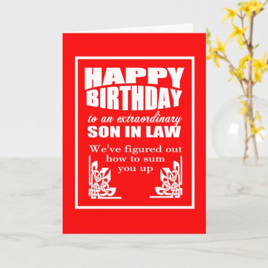 Grappige schoonzoon Gelukkige Verjaardagswens Kaart (Gele Bloem)