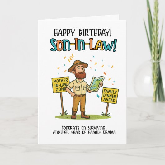 Grappige schoonzoon Kaart - Familiediner Overlevin (Voorkant)