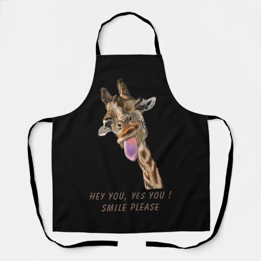 Grappige schort speelse Giraffe aangepaste tekst e (Voorkant)