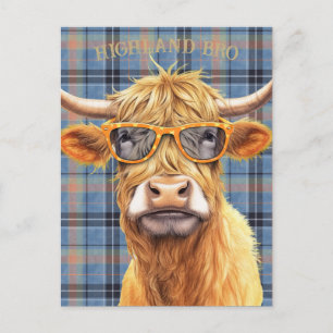 Grappige Schotse Hooglandkoe met zonnebril Briefkaart