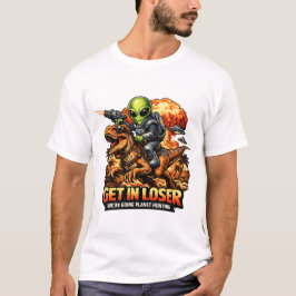 Grappige Sci-Fi Fantasie Meme Kunst, Alien Rijdt o T-shirt