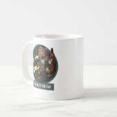 Grappige Sci-Fi Marine Oranje Cat Pas op voor de C Koffiemok (Voorkant links)