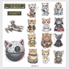 Grappige Science Fiction Kitty Cat Custom Invitati Sticker