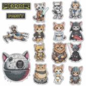 Grappige Science Fiction Kitty Cat Custom Invitati Sticker (Voorkant)