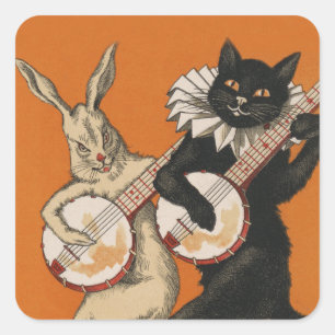 Grappige Scrapbook Stickers - Kat en Konijn
