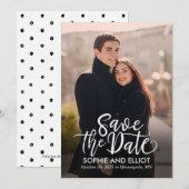 Grappige Script Trouw Save The Date Kaarten (Voorkant / Achterkant)