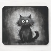 Grappige Scruffy Black Cat Muismat (Voorkant)