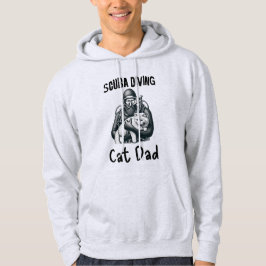 Grappige Scuba Duiken Kat Papa Zwart op wit Hoodie