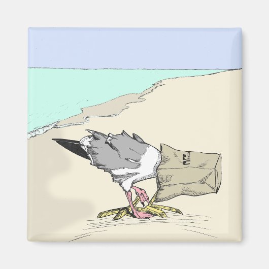 Grappige Seagull Fast Food ijskast magneet (Voorkant)