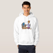 Grappige secretaris Cat Cartoon Office Humor Hoodie (Voorkant volledig)