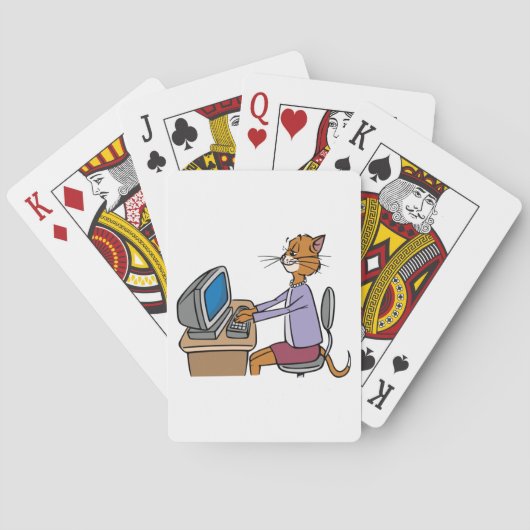 Grappige secretaris Cat Cartoon Office Humor Pokerkaarten (Achterkant)