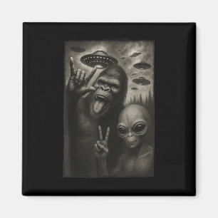 Grappige Selfie Bigfoot Alien Sasquatch Rock On Ha Magneet